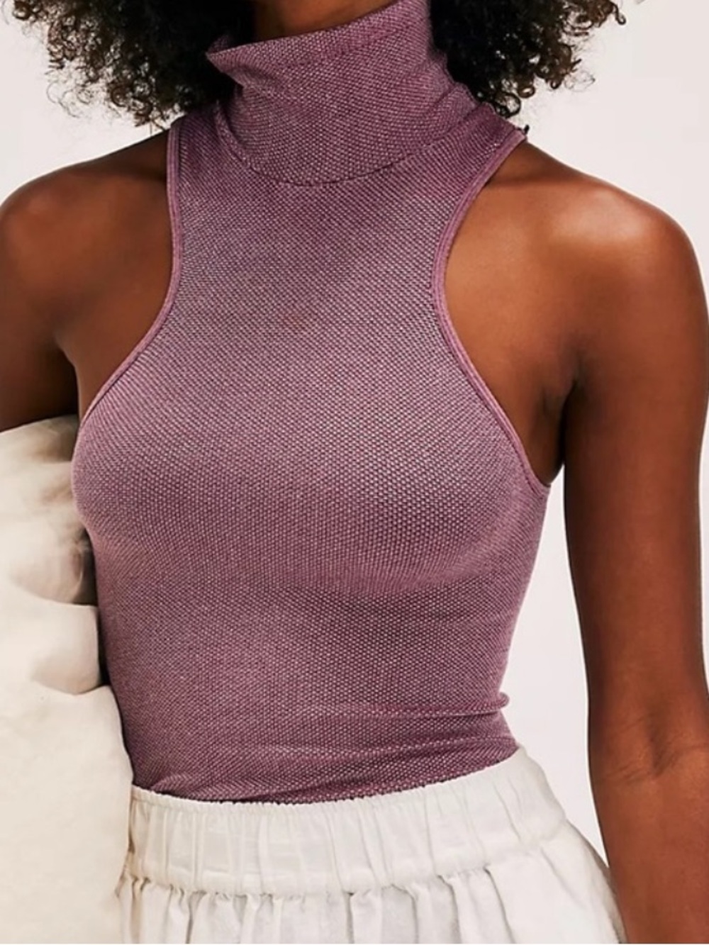 FREE PEOPLE ALWAYS READY SEAMLESS RACERBACK TURTLENECK TOP